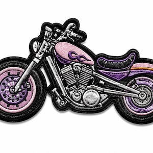 Embroidered Motorcycle Patch – Purple Pink Cruiser Chopper (Iron/Sew On) Jacket Vest Badge