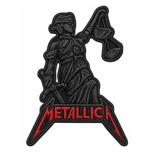 Heavy Metal Justice Scales Embroidered Patch – Rock Inspired Biker Jacket Back Patch Gothic Style