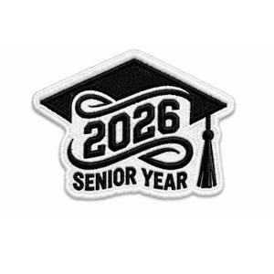 Senior Year 2026 Embroidered Graduation Patch Cap Tassel School Keepsake