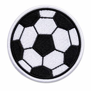 Toppa ricamata a forma di pallone da calcio, da applicare con il ferro da stiro.