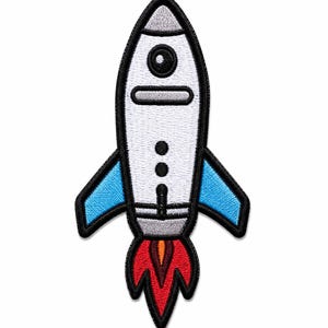 Embroidered Rocket Ship Patch – Space Shuttle Iron On Badge for Jackets, Bags