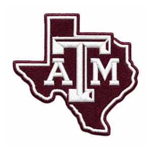 Naszywka z haftowanym logo Texas A&M State, bordowo-biała naszywka na kurtkę i czapkę drużyny sportowej