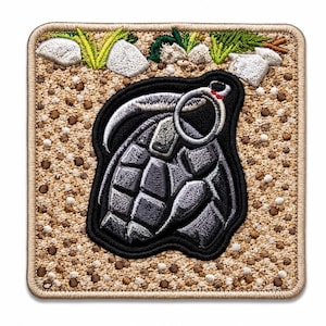 Embroidered Grenade Patch – Tactical Military Bomb Badge, Sew-On Jacket & Bag Patch