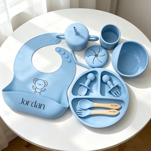 Baby Led Weaning Silicone Feeding Set, Personalized Baby Gift Box for Newborns
