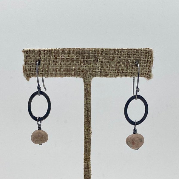 Flattened Circle Rock Earrings