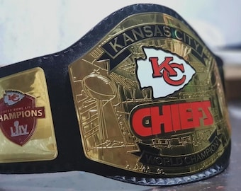 City Chiefs Super bowl Championship NFL Leather Title belt Adult size 2mm hand made zinc material