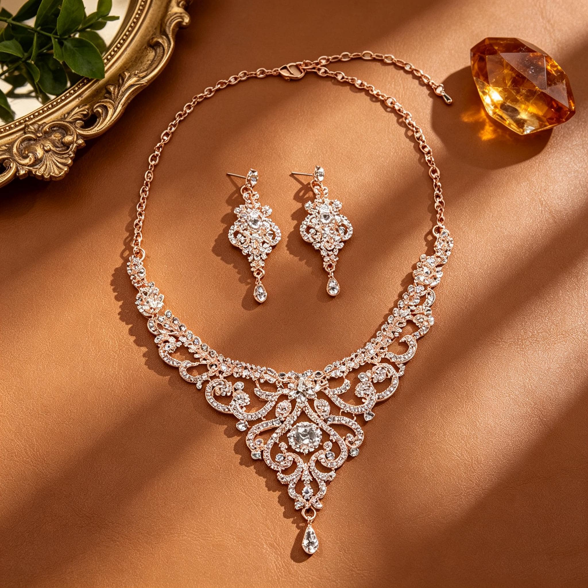 Prom Jewelry Rose Gold Necklace