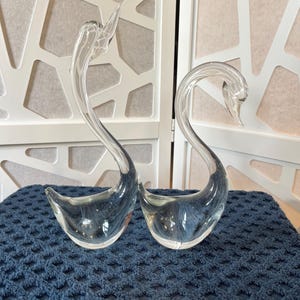 vintage clear glass swan figurines