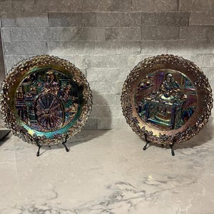 6 Fenton Carnival glass plates