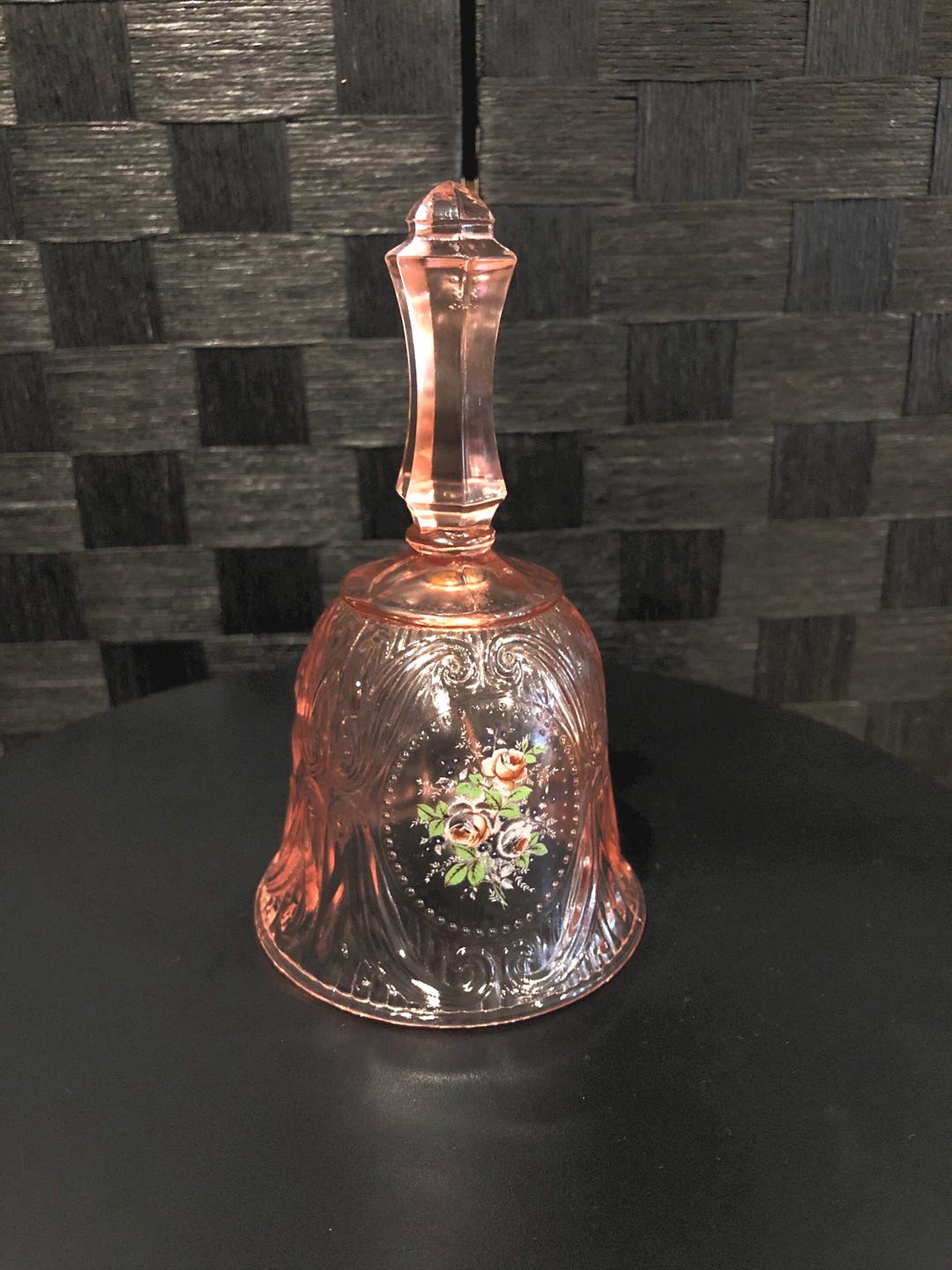Pink Floral Glass Bell - Etsy