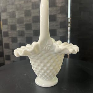 Vintage Fenton Hobnail MilkGlass Basket