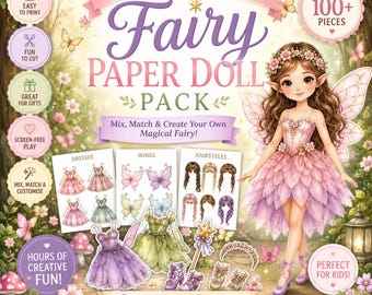 Printable Fairy Paper Doll Pack, Dress Up Doll PDF, Kids Craft Activity (Instant Download)