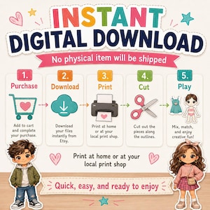 Printable Paper Dolls Dress Up Activity for Kids, 17 Page PDF image 4