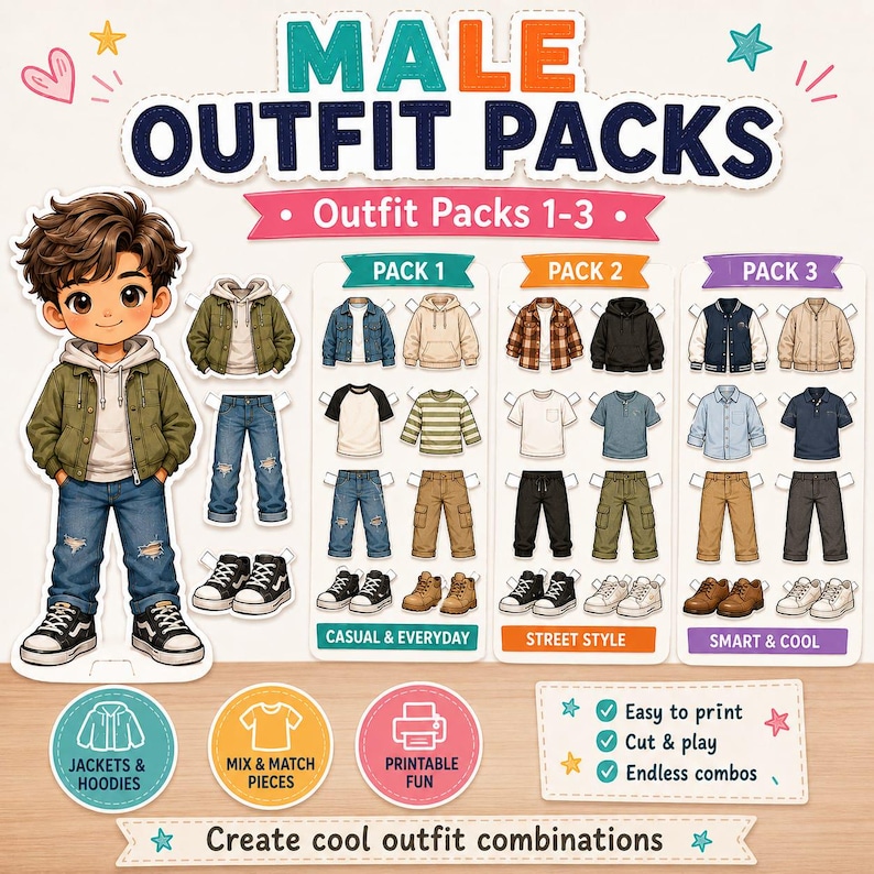 Printable Paper Dolls Dress Up Activity for Kids, 17 Page PDF image 7