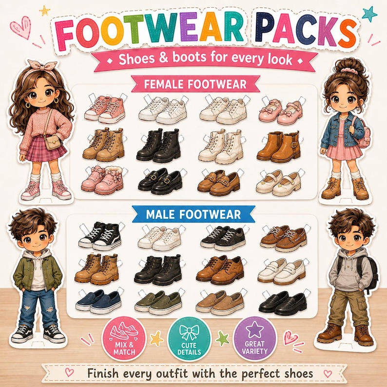 Printable Paper Dolls Dress Up Activity for Kids, 17 Page PDF image 11