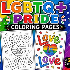 Pride Coloring Pages Printable PDF | LGBTQ Rainbow Adult Coloring Book | 20 Pride Month Pages Instant Download