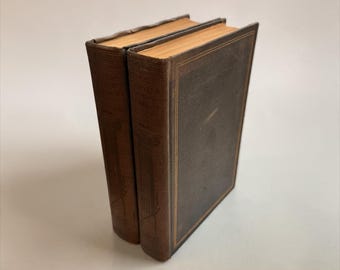 La Divina Comedia de Dante, traducción de Longfellow, volúmenes III y IV, edición antigua de la Burton Ethnological Society de Boston, encuadernación en tela ilustrada con borde dorado.