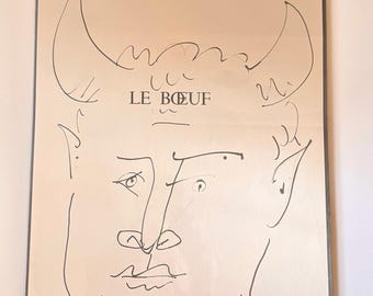 Fototipia según Pablo Picasso · "Le Bœuf" · 40 Dessins de Picasso en Marge du Buffon · 1957 Jonquières Paris · Arte vintage de mediados de siglo