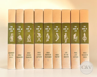 Das Buch des Lebens – Komplettes 9-bändiges Set | Bibelstudien-Enzyklopädie aus der Mitte des 20. Jahrhunderts | Regal-Styling-Set