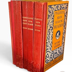 McGuffey's Eclectic Readers Complete 7 Volume Set Primer Through Sixth Reader Revised Edition Vintage Homeschool Book Set Museum Pamphlet