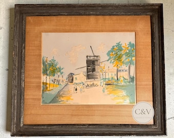 Maurice Utrillo "Village, Springtime" Original Color Lithograph, Ferdinand Roten Galleries Label, Mid Century French Art, Plate Signed