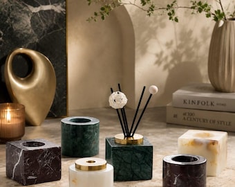 1 botella de aromaterapia de mármol, portavelas de piedra natural, artículos de baño, difusor de aromaterapia, decoración del hogar, botella de fragancia