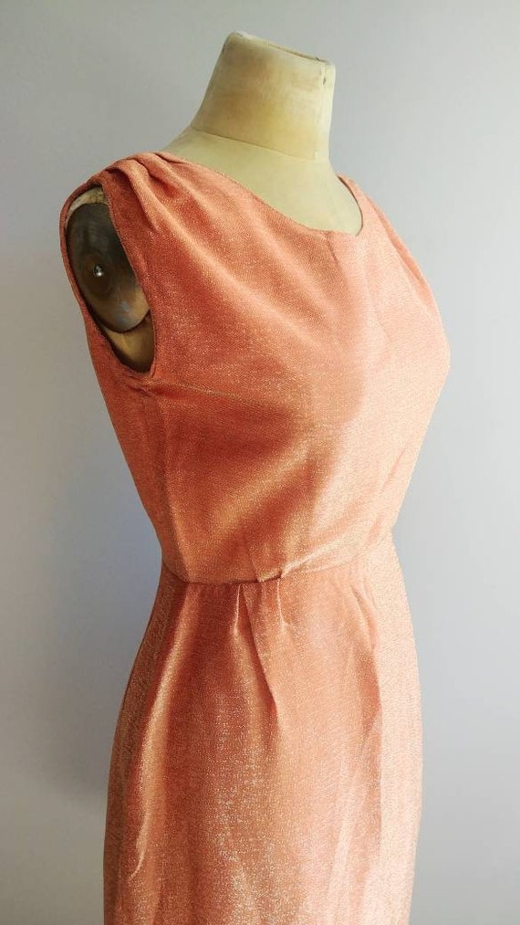 60’s Orange Floral Sleeveless Belted Dress main image 1