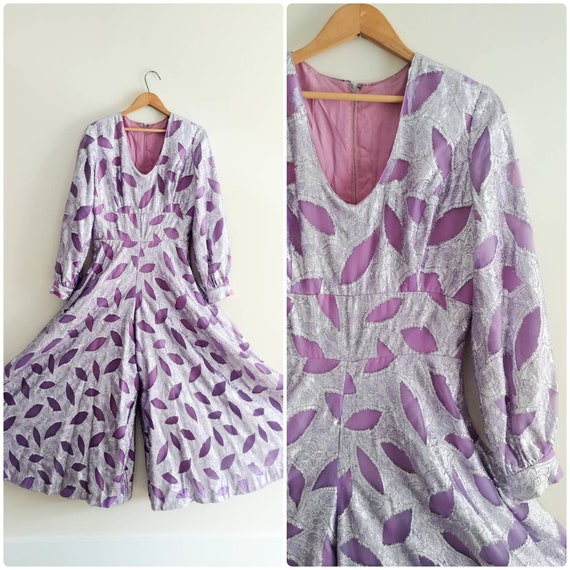 Medium Vintage 1960s Womens Palazzo Jumpsuit Purpl