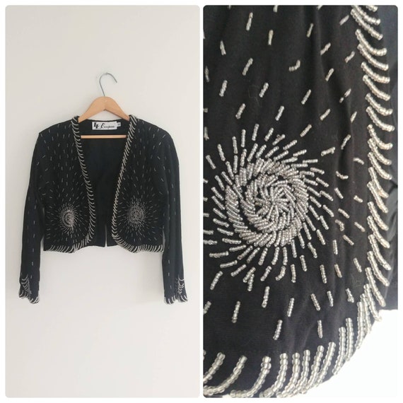 Black vintage beaded shrug Gem
