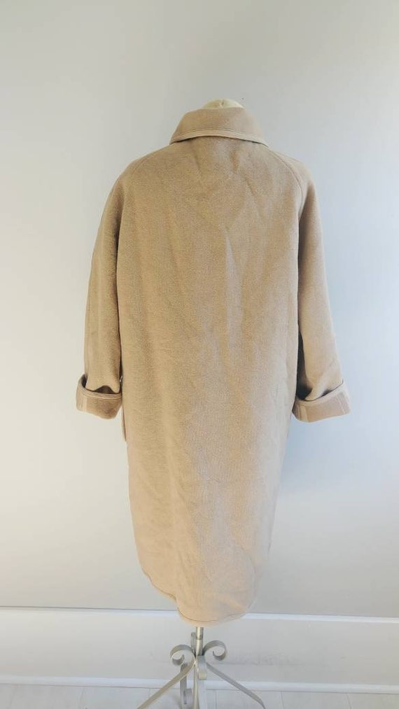 Medium Vintage Reversible Beige Wool Wrap Long Co… - image 4