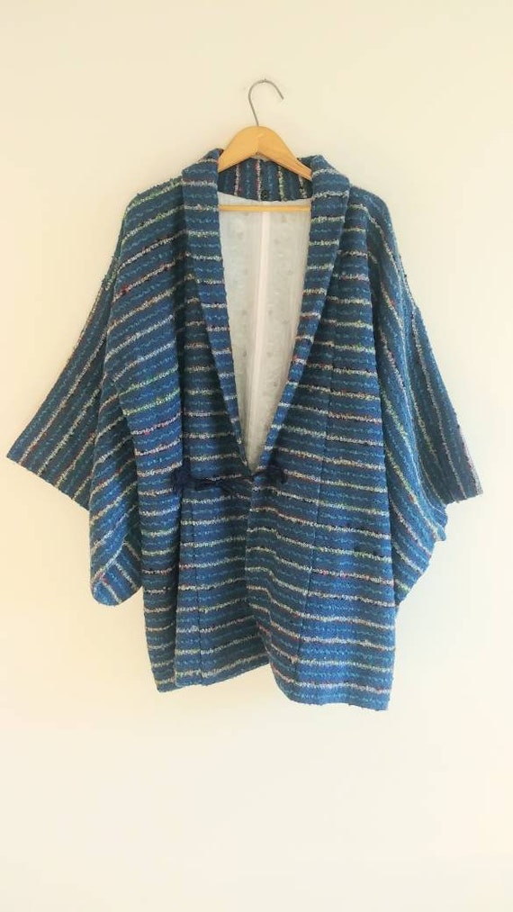 Medium Vintage Textured Woven Jacket Kimono Coat - image 2