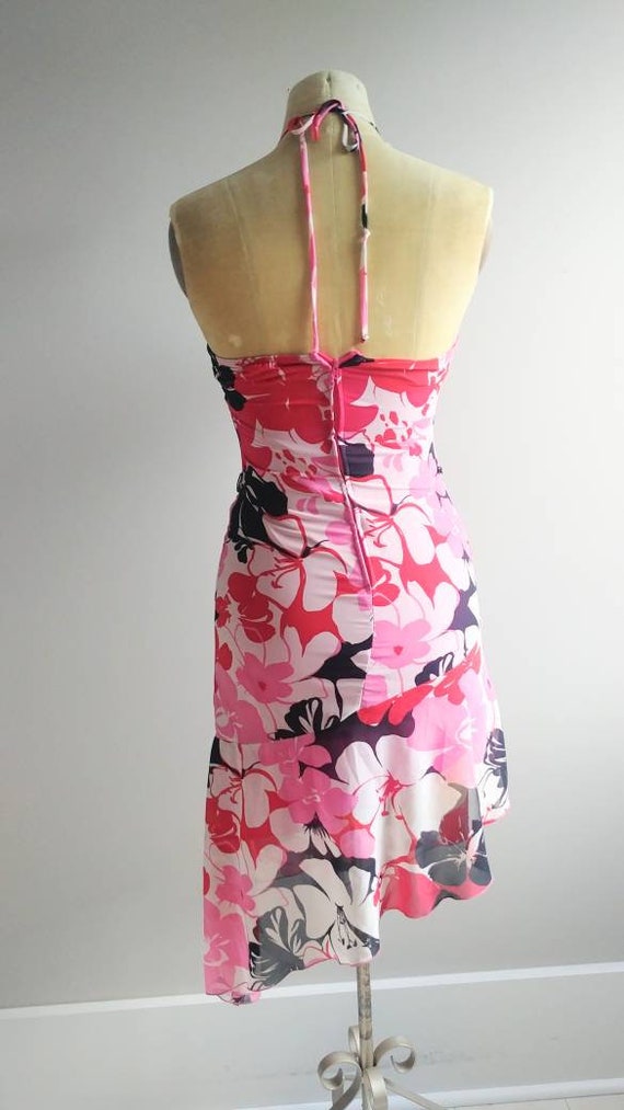 Small Vintage Womens 90s Slip Dress, Pink Tropica… - image 4