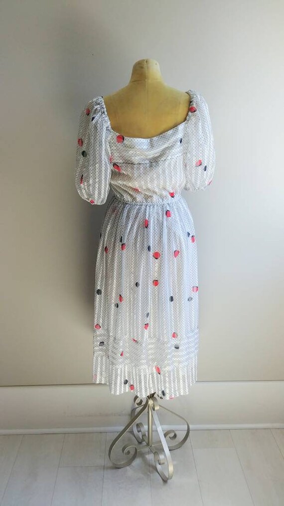 M/L Vintage Womens Dress 1970s Ruffle Summer Midi… - image 5