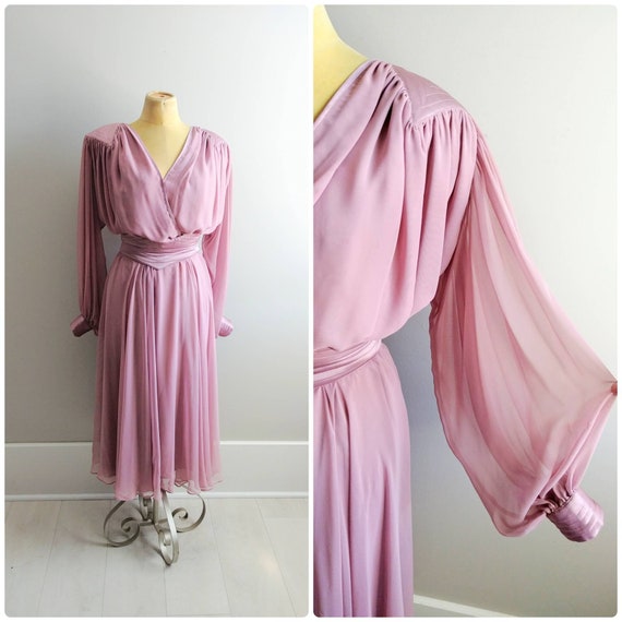 Small Vintage Womens Pink Chiffon Dress Balloon La