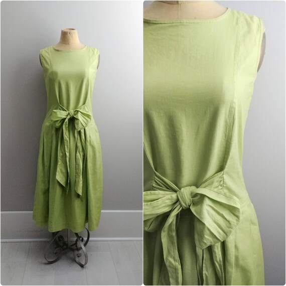 Vintage 1990s Womens Dress Lime Green Chartruse Bo