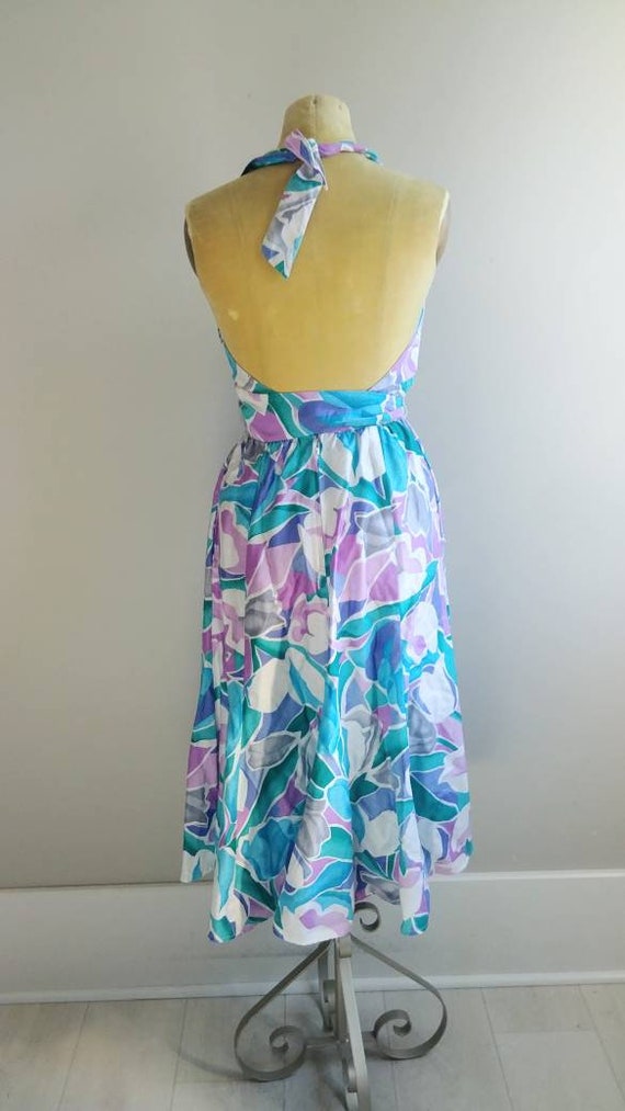 Small Vintage 1980s Tropical Print Cotton Wrap Ha… - image 4