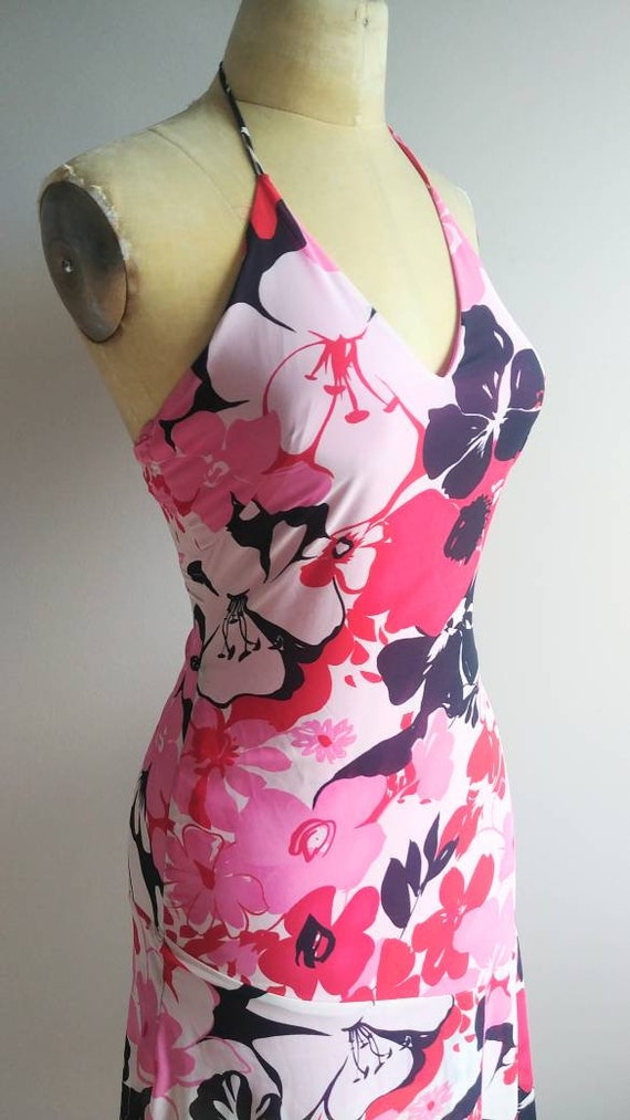 Small Vintage Womens 90s Slip Dress, Pink Tropica… - image 5