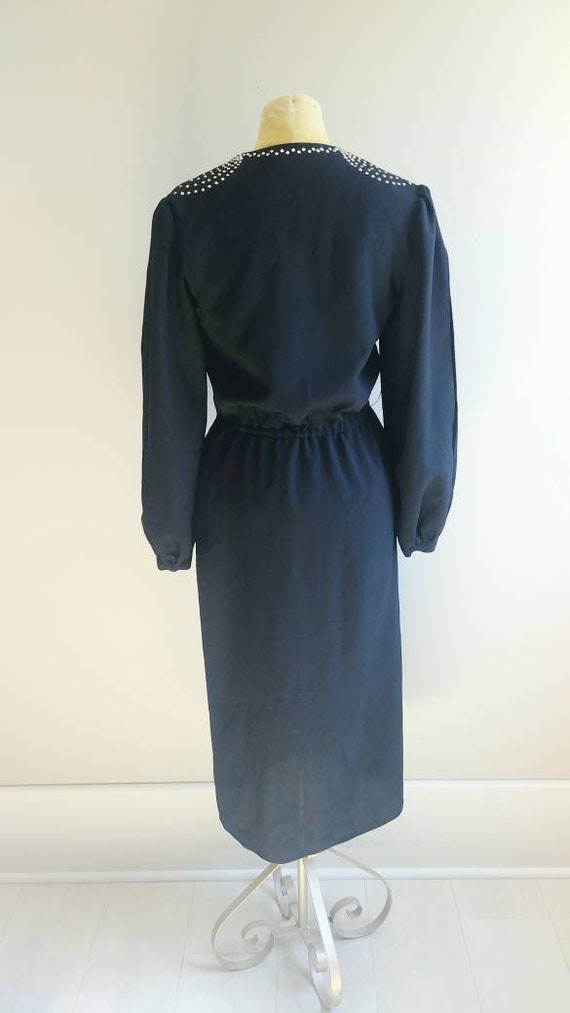 Medium Vintage 1970s Womens Black Dress Morton My… - image 4