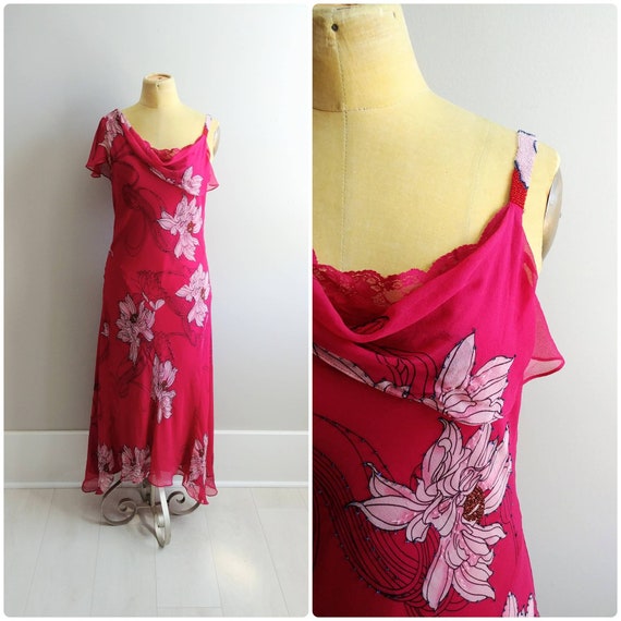 Medium Vintage 1990s does 30s Silk Chiffon Dress F