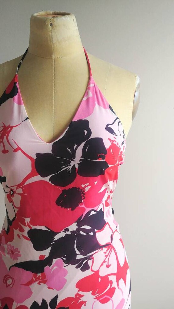 Small Vintage Womens 90s Slip Dress, Pink Tropica… - image 6