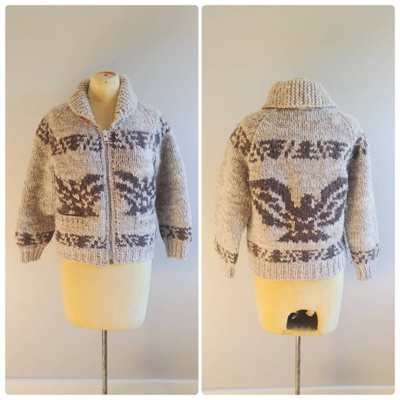 XSmall Vintage Wool Knit Cowichan Style Sweater E… - image 1