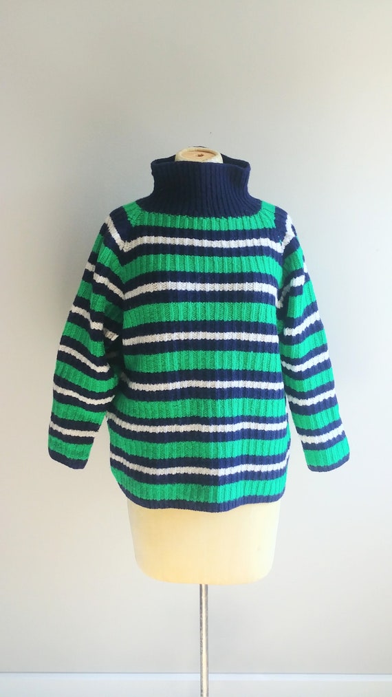 Vintage knit stripe zip up sweater