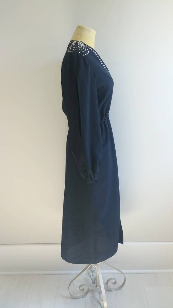 Medium Vintage 1970s Womens Black Dress Morton My… - image 3