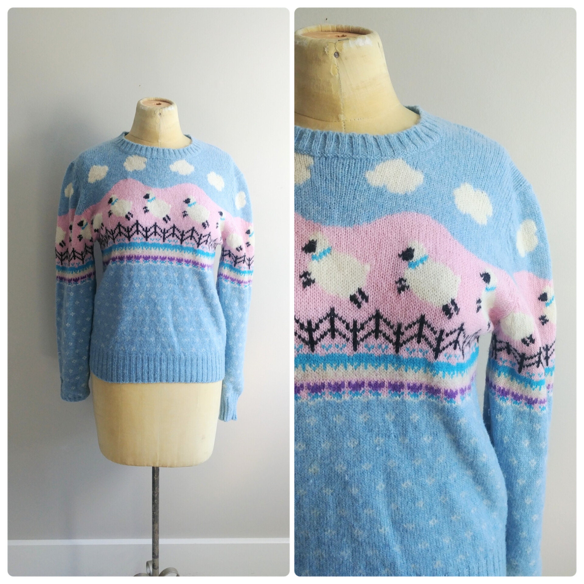 ☺*︎様 OLD Lambs wool sued knit Vintage 70's RARE Retro Knit Lambs Wool Designer Sweater