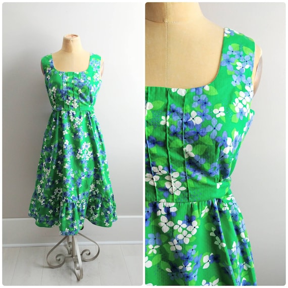 Medium Vintage 1970s Hawaiian Print Summer Dress G