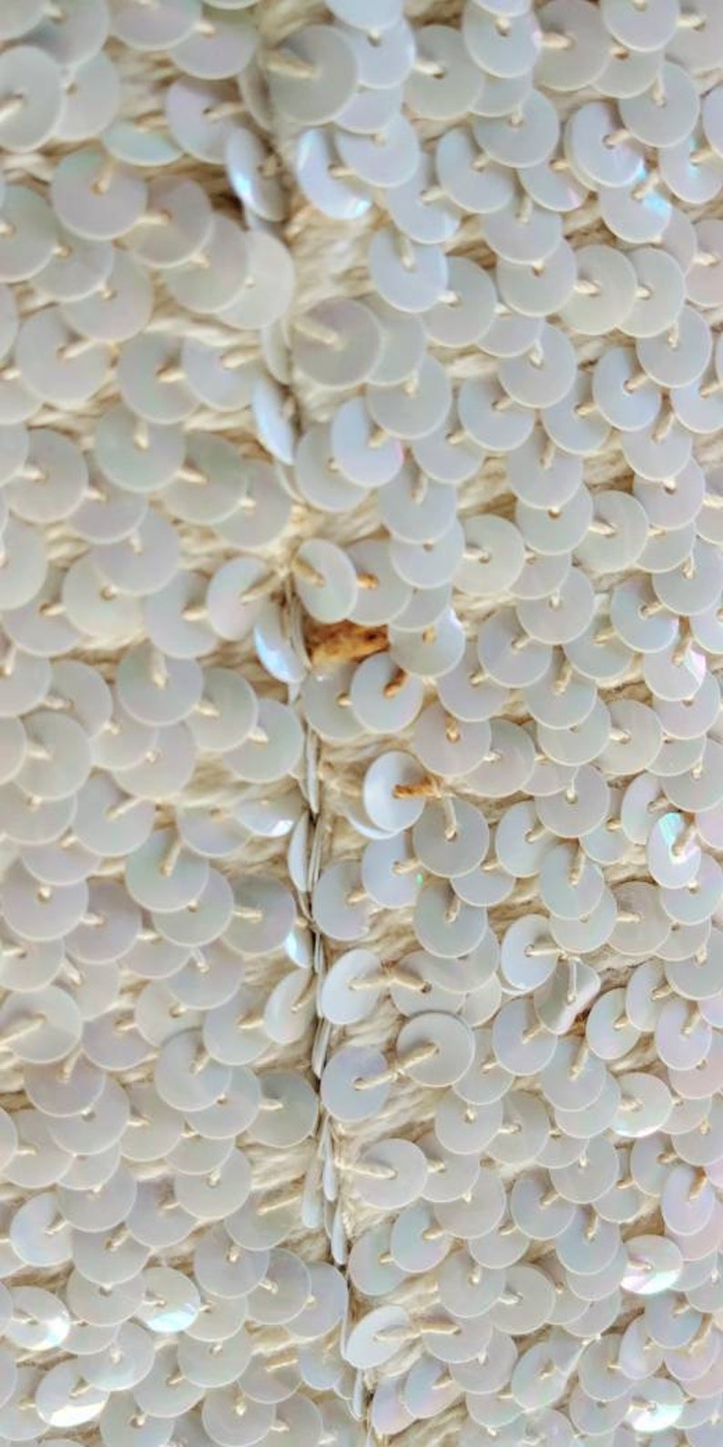 Small Vintage White Sequin Skirt 1960s Iridescent Glitter Party Dress