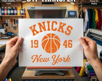 Knicks DTF Transfer,  New York Basketball Ready to Press, Retro Sports Iron On