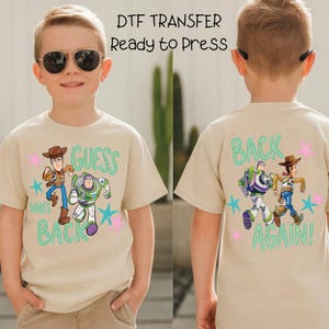 Guess Who's Back Again DTF Transfer, Kids Back To School Ready To Press Print, Toy Story Iron On afbeelding 2