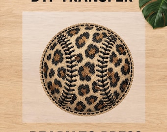 Leopard Print Baseball DTF Transfer, Softball Ready To Press, Cheetah Pattern Sports Tee