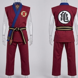 Maroon Cosplay Gi Sleeveless, Inspired Karate Suit with Z Patch,Training Gear
